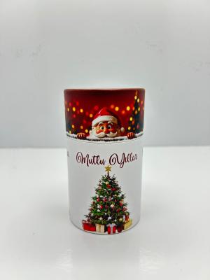 13x7 Noel Baba Yılbaşı Beyaz Silindir Kutu