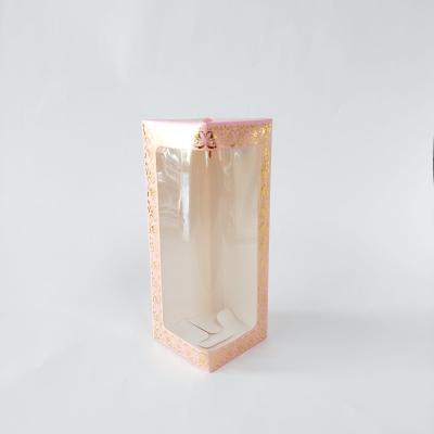 8x8x21 Altın Yaldızlı Pembe Kutu