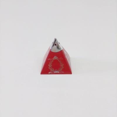 6x6x6 Bordo Gümüş Yaldızlı Piramit Kutu