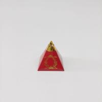 6x6x6 Bordo Altın Yaldızlı Piramit Kutu