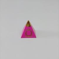6x6x6 Fuşya Altın Yaldızlı Piramit Kutu