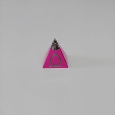 6x6x6 Fuşya Gümüş Yaldızlı Piramit Kutu