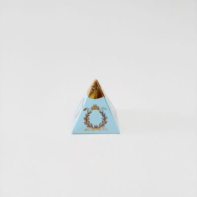 6x6x6 Mavi Altın Yaldızlı Piramit Kutu